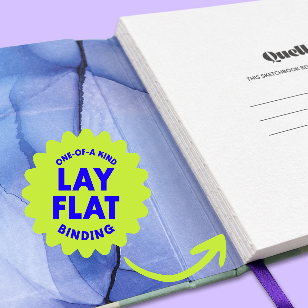 Quell Watercolor Sketchbook lay-flat binding, painting across the spread