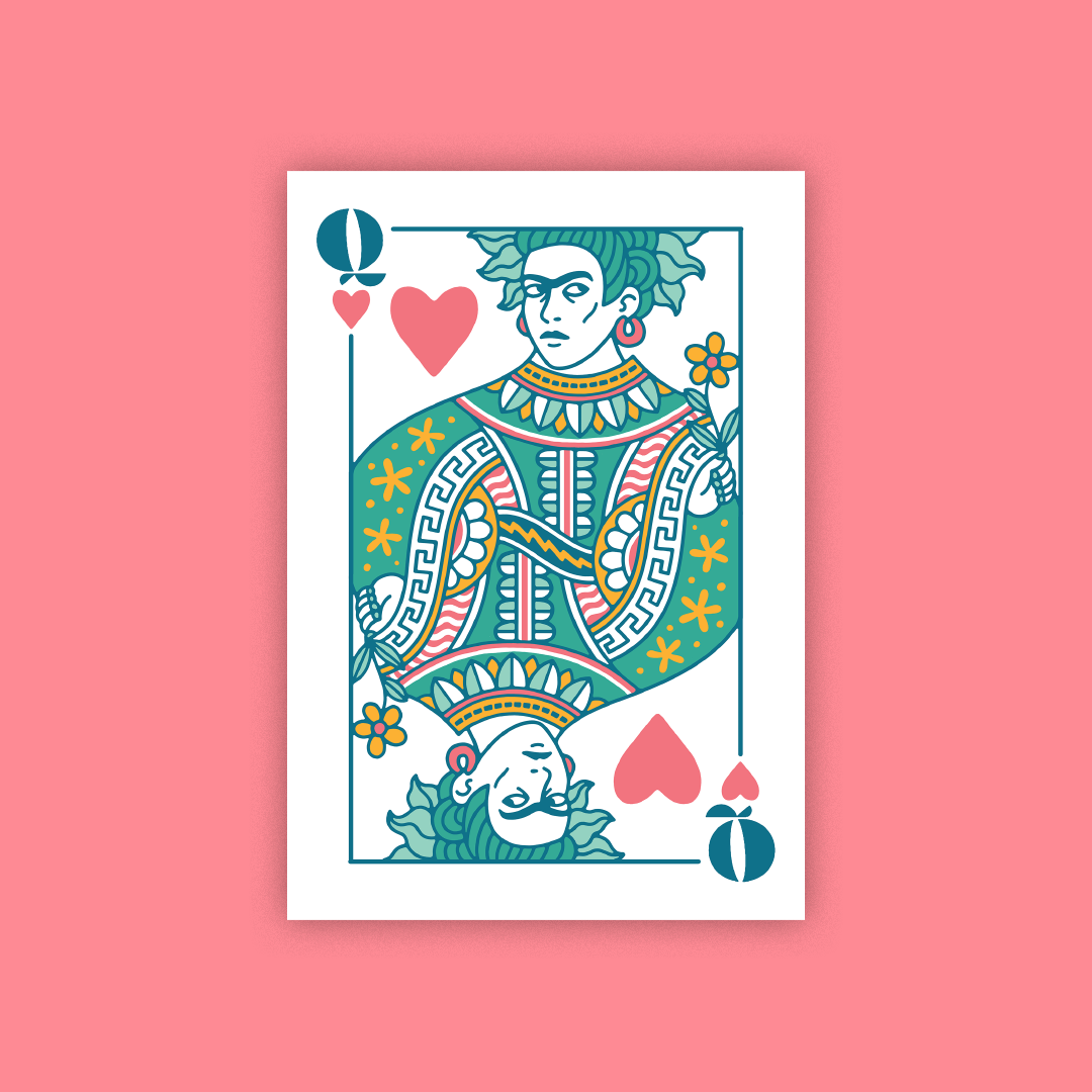 Queen Quell sticker — queen of hearts playing card design