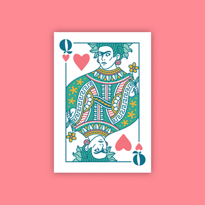 Queen Quell sticker — queen of hearts playing card design