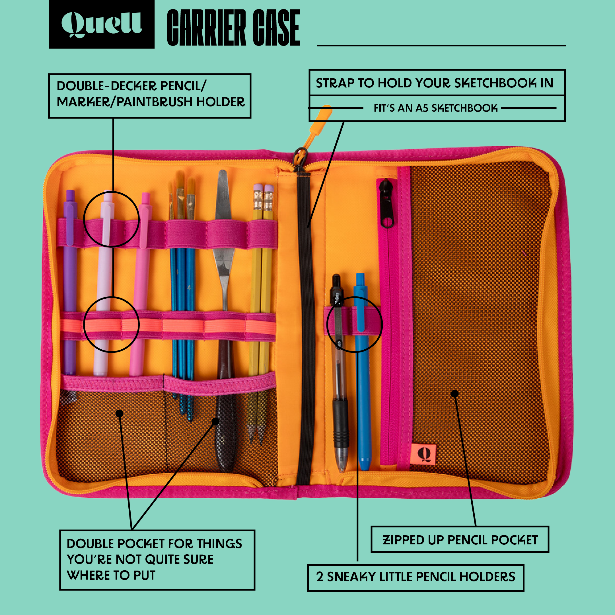 Quell Sketchbook Case: Pink/Orange