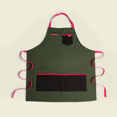 Art Apron - Olive/Pink